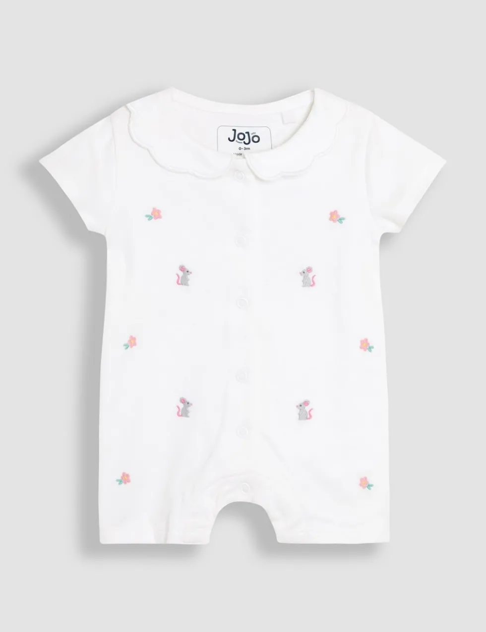 Pure Cotton Mouse Embroidered Sleepsuit (0-12 Mths)