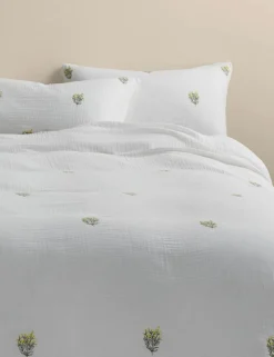 Pure Cotton Muslin Floral Sprig Bedding Set