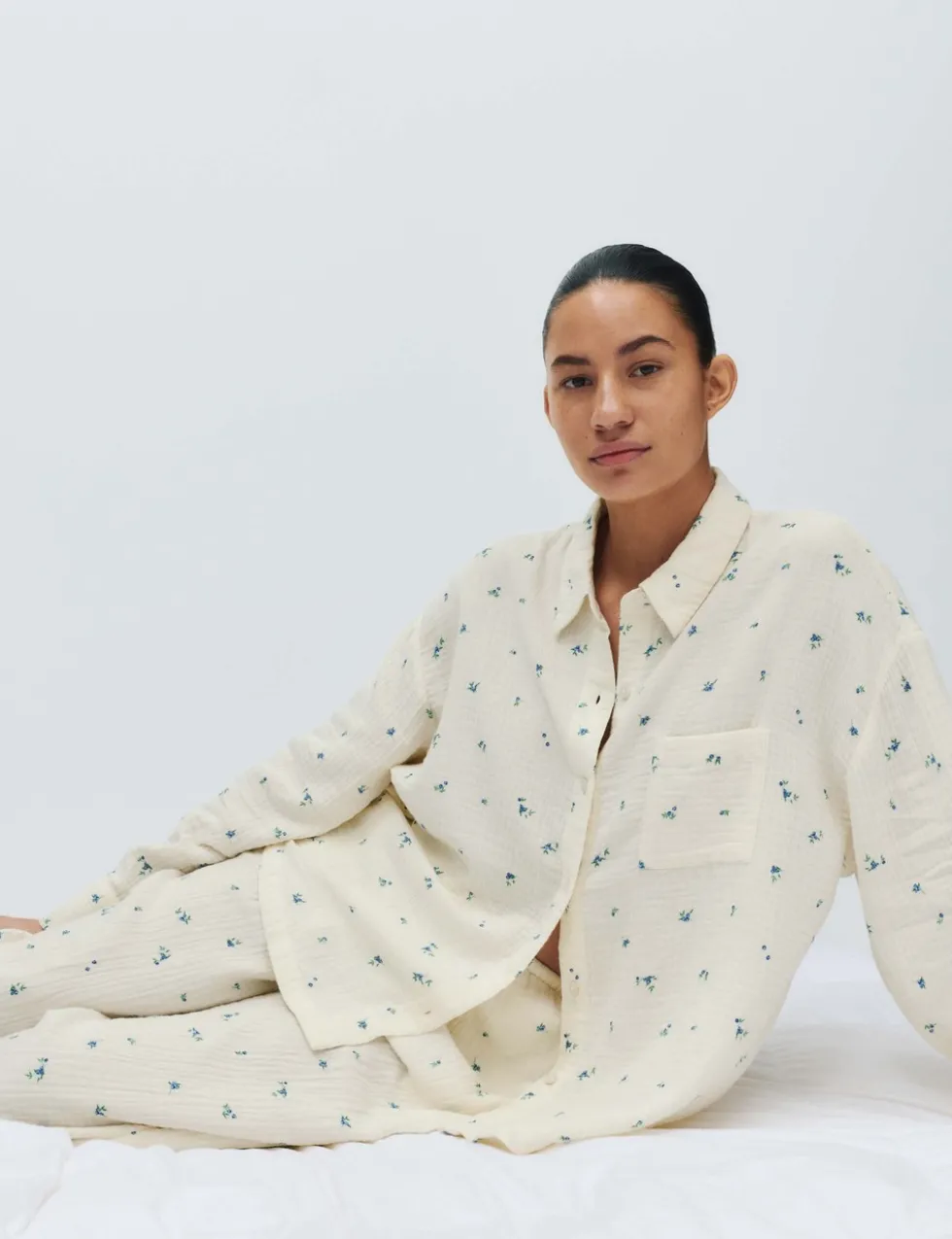 Pure Cotton Muslin Printed Pyjama Top