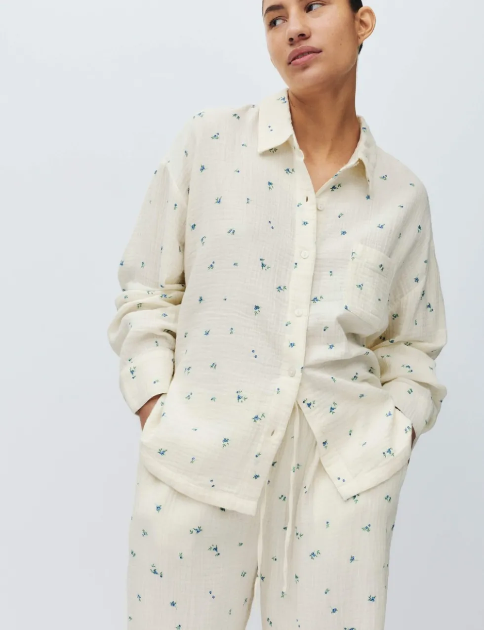 Pure Cotton Muslin Printed Pyjama Top