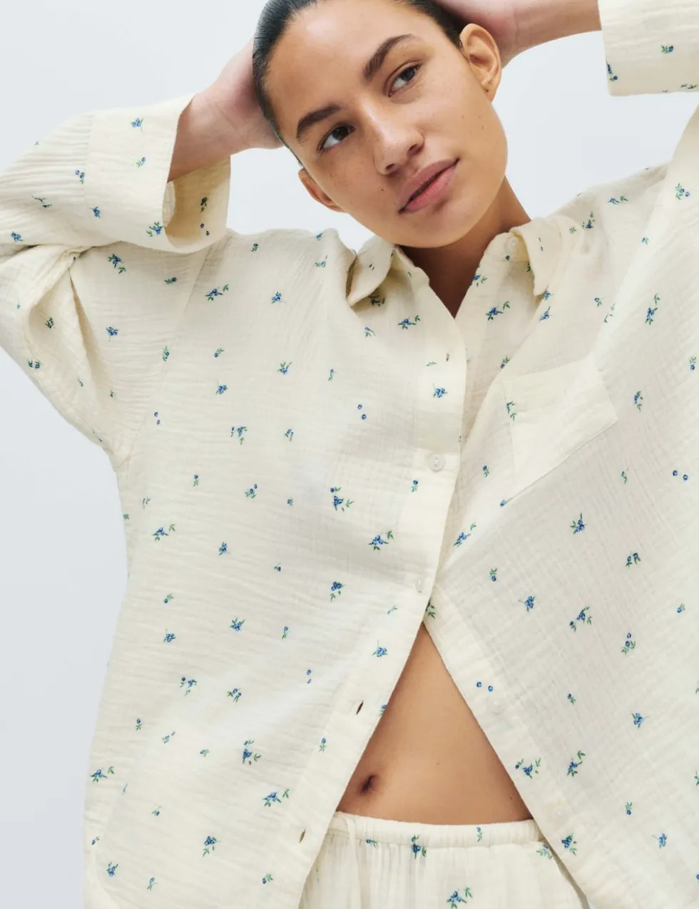 Pure Cotton Muslin Printed Pyjama Top