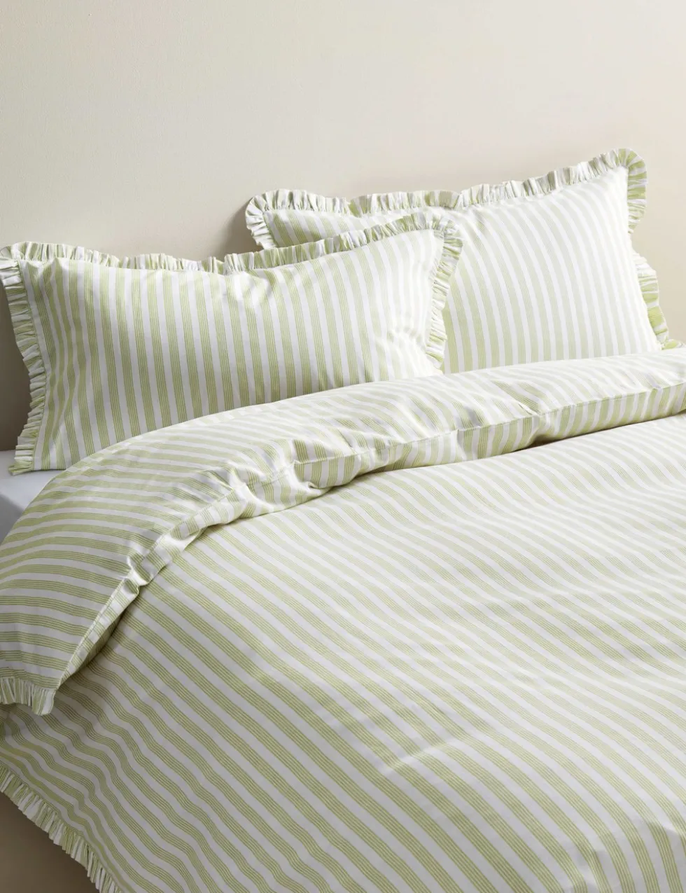 Pure Cotton Narrow Stripe Ruffle Bedding Set