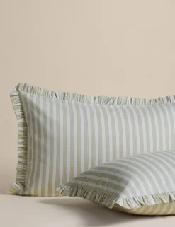 Pure Cotton Narrow Stripe Ruffle Bedding Set