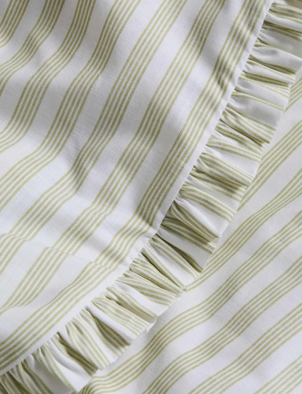 Pure Cotton Narrow Stripe Ruffle Bedding Set