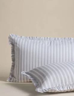 Pure Cotton Narrow Stripe Ruffle Bedding Set