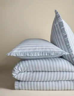 Pure Cotton Narrow Stripe Ruffle Bedding Set