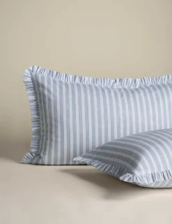 Pure Cotton Narrow Stripe Ruffle Bedding Set