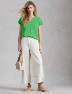 Pure Cotton Notch Neck T-Shirt