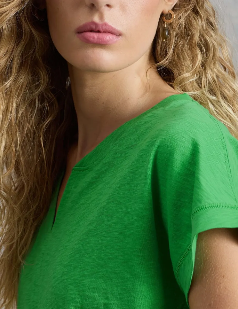 Pure Cotton Notch Neck T-Shirt