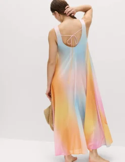 Pure Cotton Ombre Scoop Neck Volume Dress