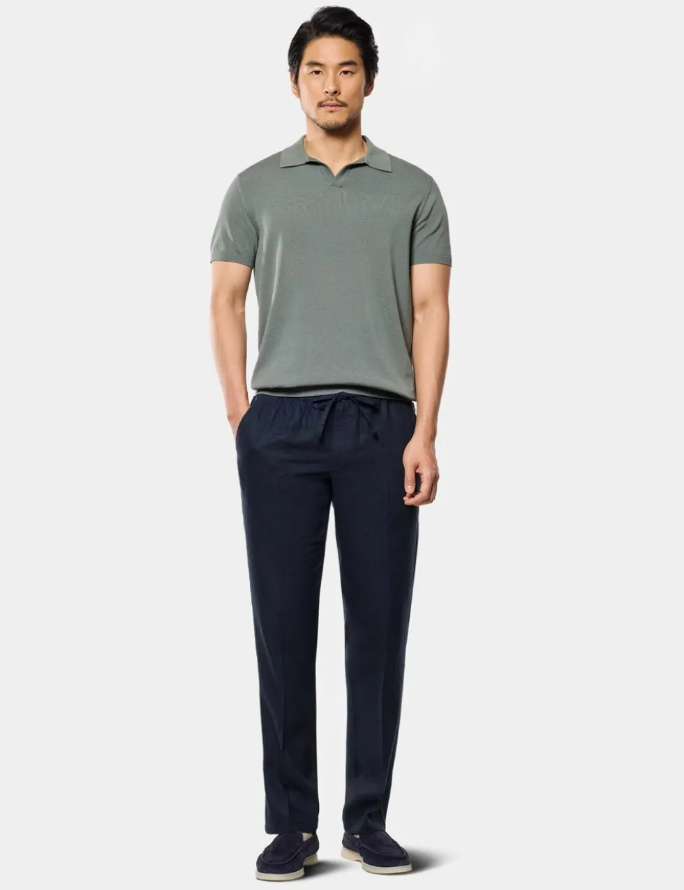 Pure Cotton Open Collar Knitted Polo Shirt