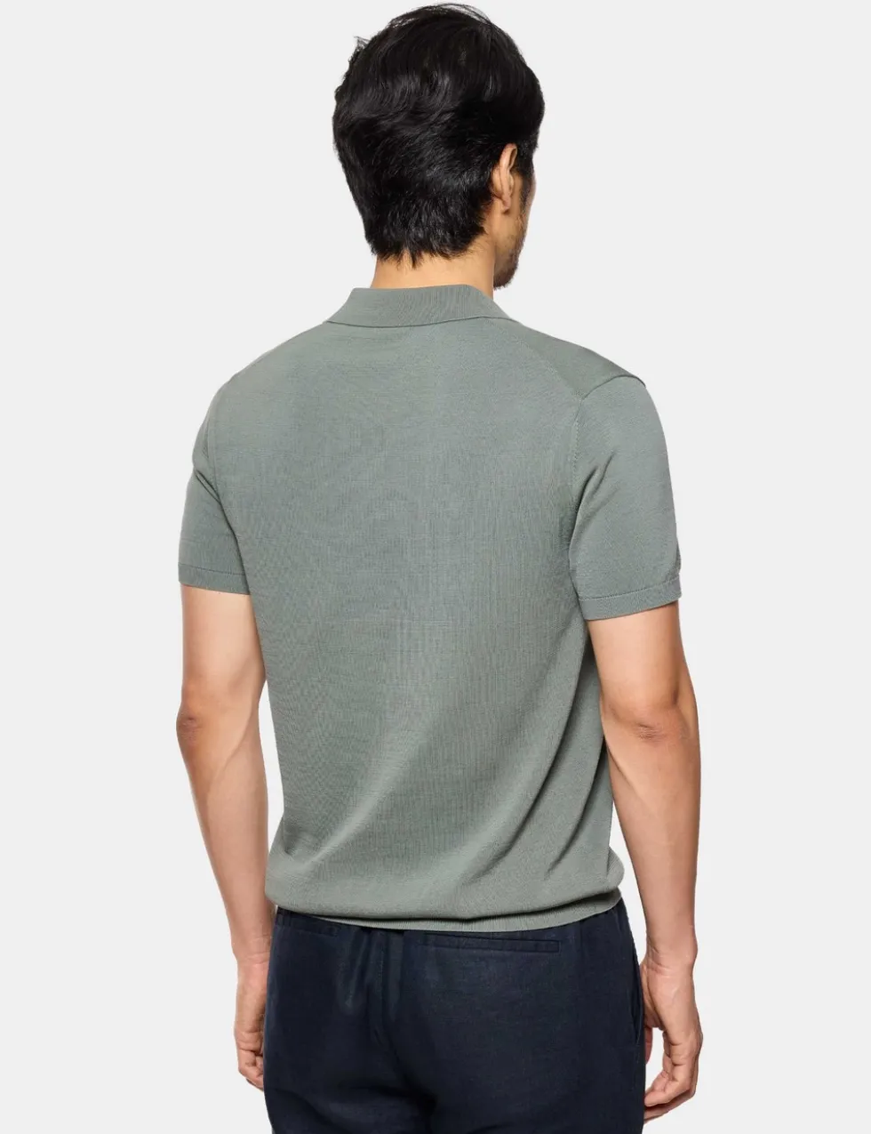 Pure Cotton Open Collar Knitted Polo Shirt