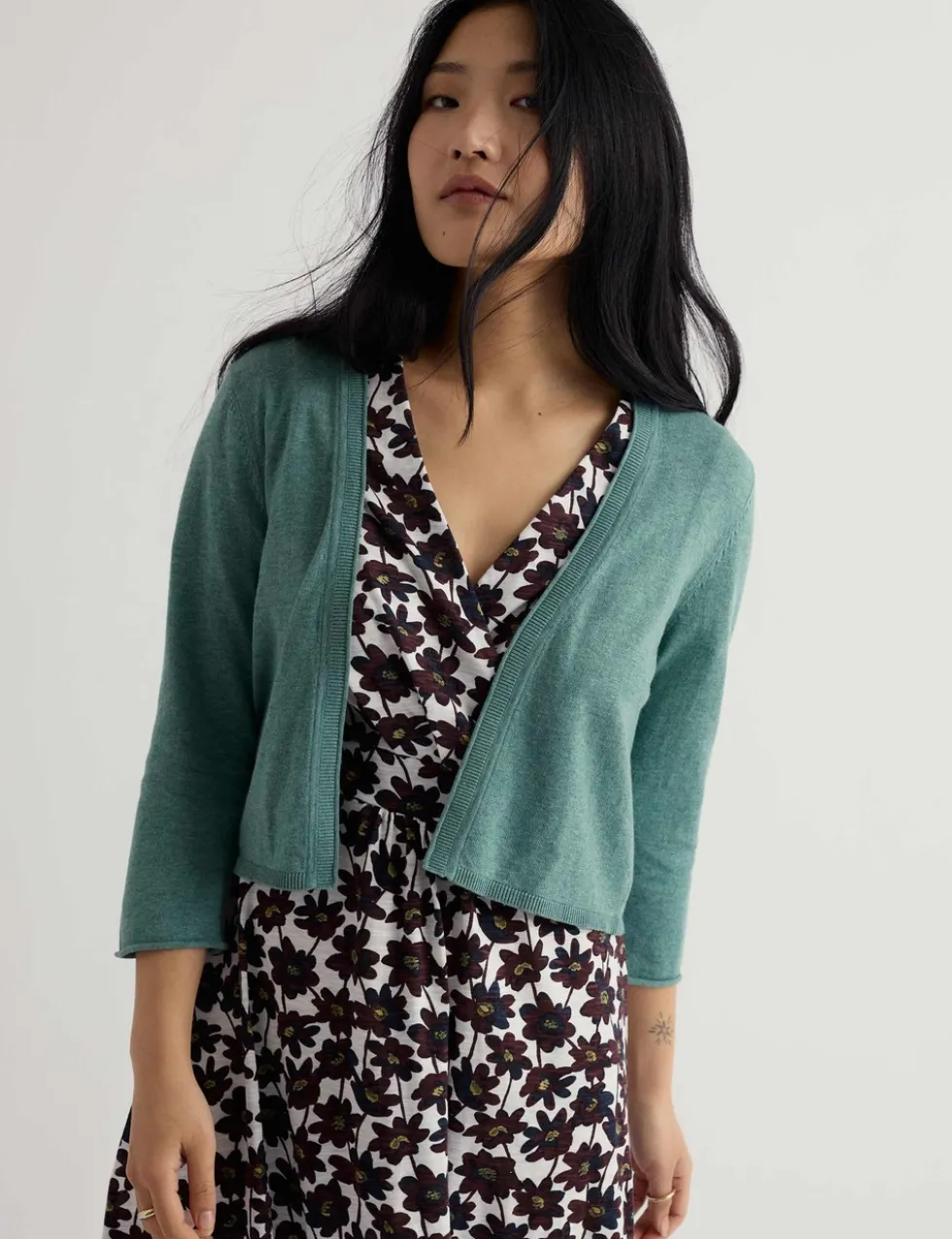 Pure Cotton Open Front Cardigan