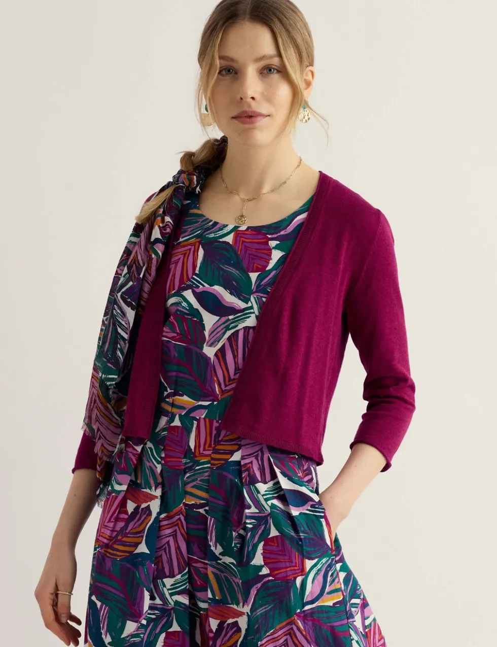 Pure Cotton Open Front Cardigan