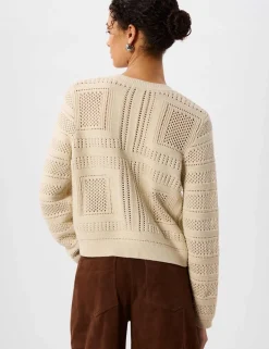 Pure Cotton Open Knit Button Front Cardigan