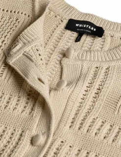 Pure Cotton Open Knit Button Front Cardigan