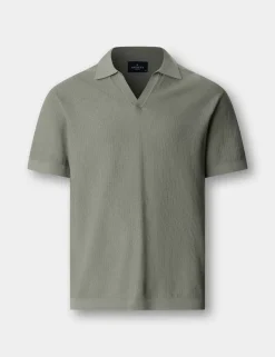 Pure Cotton Open Neck Knitted Polo Shirt