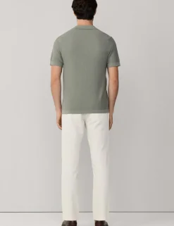 Pure Cotton Open Neck Knitted Polo Shirt