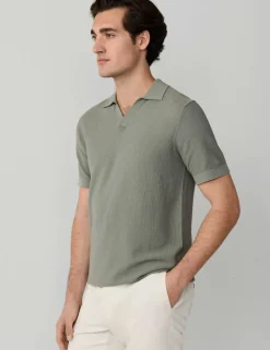 Pure Cotton Open Neck Knitted Polo Shirt