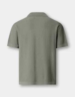 Pure Cotton Open Neck Knitted Polo Shirt