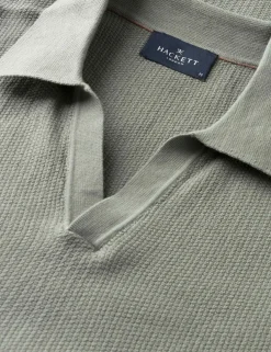 Pure Cotton Open Neck Knitted Polo Shirt