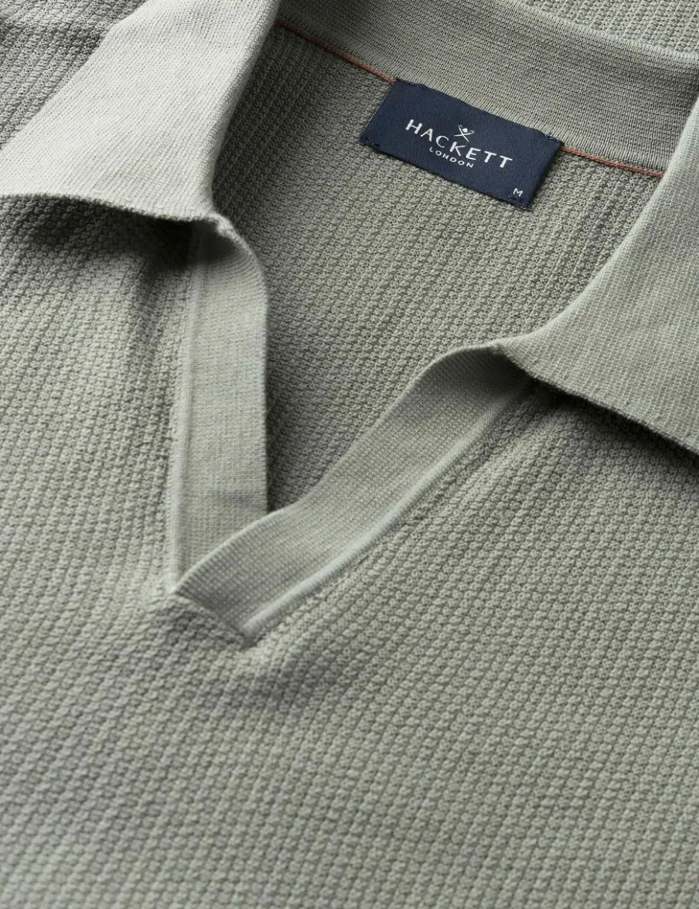 Pure Cotton Open Neck Knitted Polo Shirt