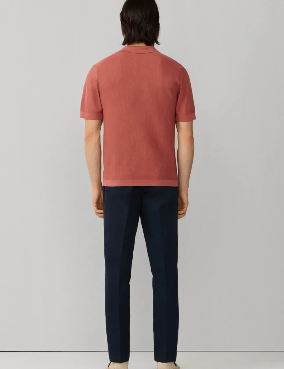 Pure Cotton Open Neck Knitted Polo Shirt