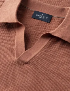 Pure Cotton Open Neck Knitted Polo Shirt