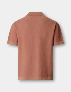 Pure Cotton Open Neck Knitted Polo Shirt