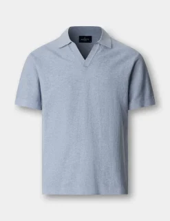 Pure Cotton Open Neck Knitted Polo Shirt