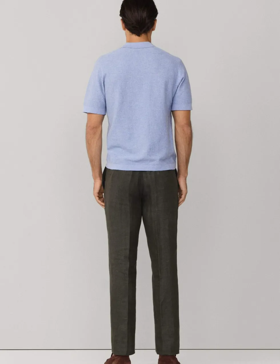 Pure Cotton Open Neck Knitted Polo Shirt