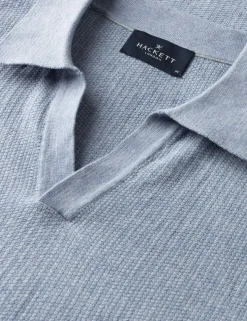 Pure Cotton Open Neck Knitted Polo Shirt