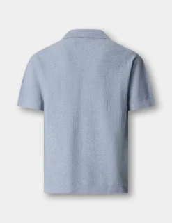 Pure Cotton Open Neck Knitted Polo Shirt
