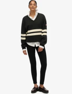 Pure Cotton Oversized Striped V-Neck Jumper