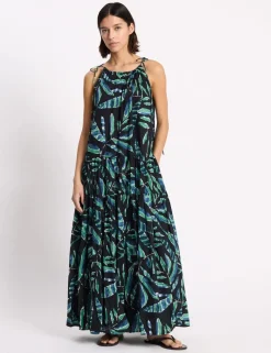 Pure Cotton Painterly Palm Maxi Dress