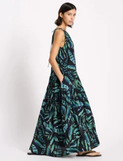Pure Cotton Painterly Palm Maxi Dress