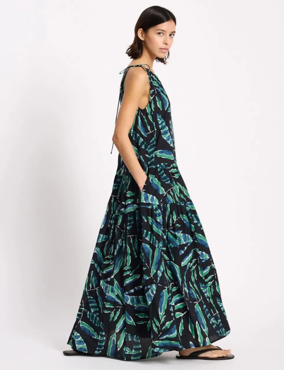 Pure Cotton Painterly Palm Maxi Dress