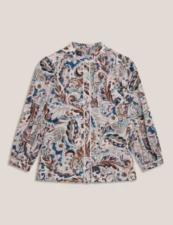 Pure Cotton Paisley High Neck Blouse