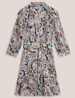 Pure Cotton Paisley Mini Tiered Dress