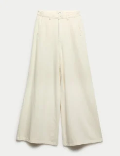 Pure Cotton Palazzo Trousers