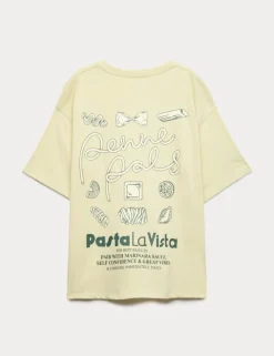 Pure Cotton Pasta Graphic T-Shirt (6-16 Yrs)