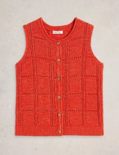Pure Cotton Patterned Knitted Waistcoat