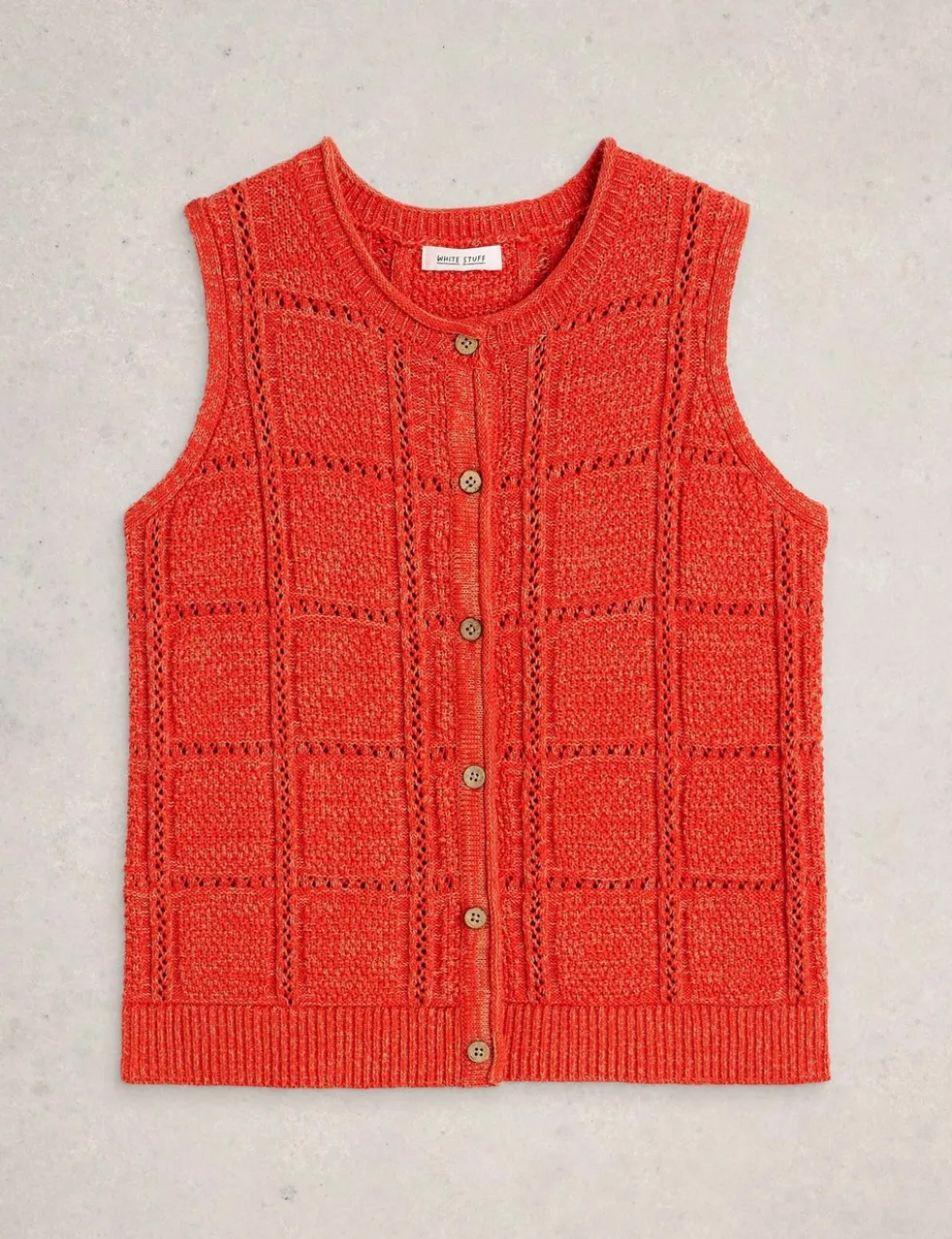 Pure Cotton Patterned Knitted Waistcoat