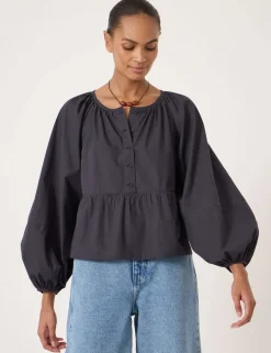 Pure Cotton Peplum Blouse