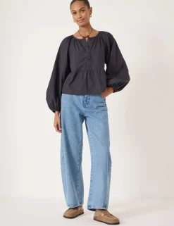 Pure Cotton Peplum Blouse