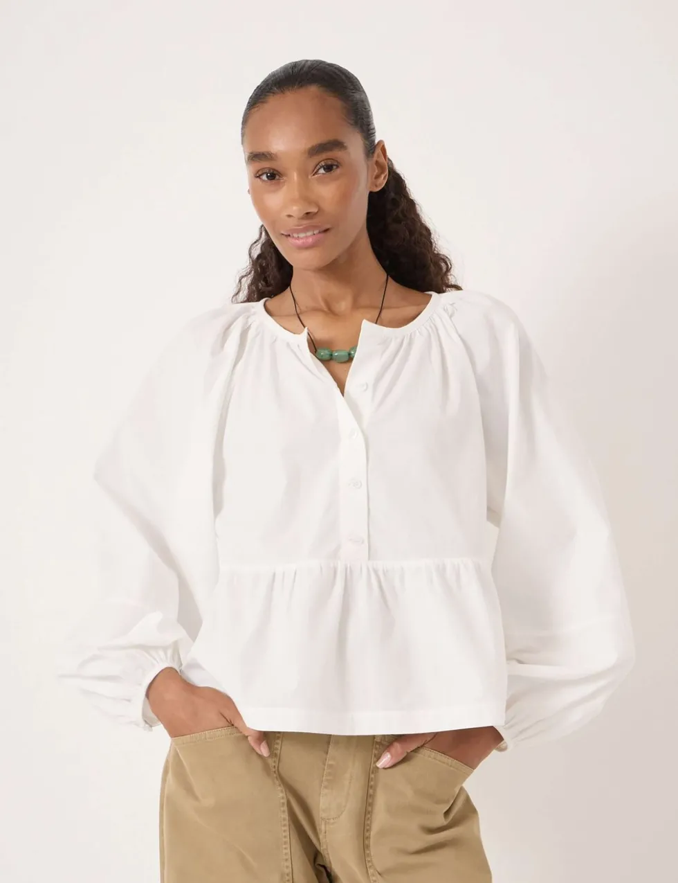 Pure Cotton Peplum Blouse