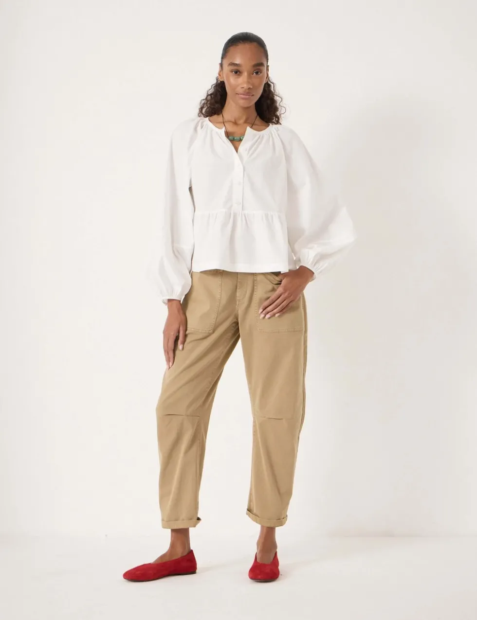 Pure Cotton Peplum Blouse