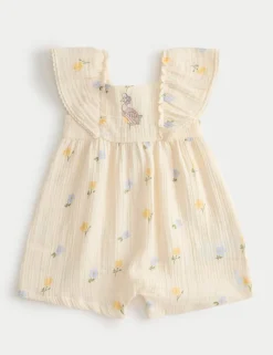 Pure Cotton Peter Rabbit™ Floral Romper (0 Mths-3 Yrs)