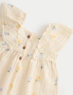 Pure Cotton Peter Rabbitâ„¢ Floral Romper (0 Mths-3 Yrs)