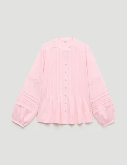 Pure Cotton Pintuck Detail Blouse